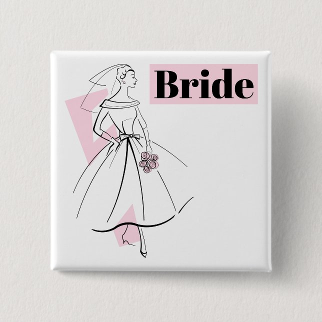 Bóton Quadrado 5.08cm Botão Cor-de-rosa da moda (Frente)
