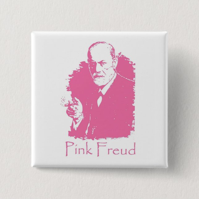 Bóton Quadrado 5.08cm Botão cor-de-rosa de Freud (Frente)