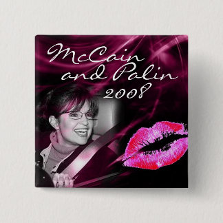 Bóton Quadrado 5.08cm Botão cor-de-rosa do bordo de Sarah Palin