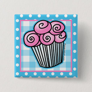 Bóton Quadrado 5.08cm Botão cor-de-rosa doce do cupcake