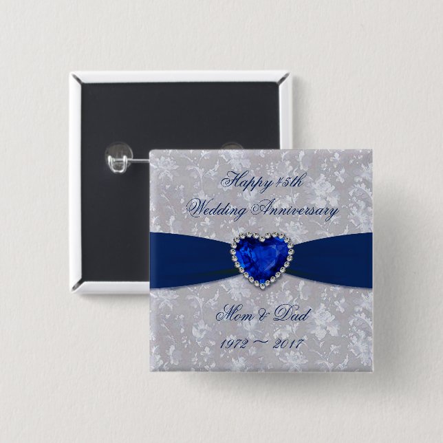 Bóton Quadrado 5.08cm Botão corajoso do aniversário de casamento do (Frente & Verso)