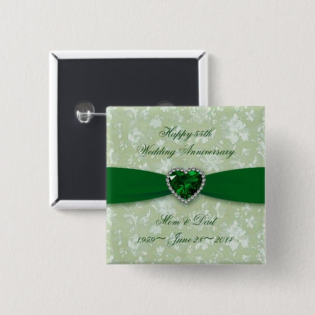 Bóton Quadrado 5.08cm Botão corajoso do aniversário de casamento do (Frente & Verso)