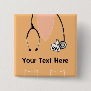 Bóton Quadrado 5.08cm Botão Crachá Laranja do Nome do Enfermeiro Registr