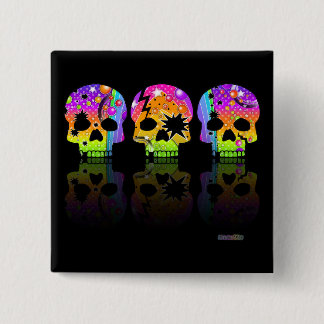 BÓTON QUADRADO 5.08CM BOTÃO - CRÂNIOS DO POP ART