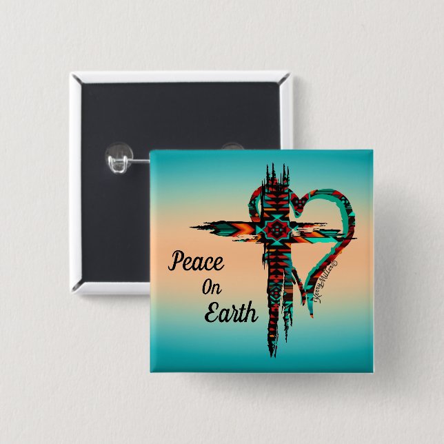 Bóton Quadrado 5.08cm Botão Cruz Sudoeste (Frente & Verso)