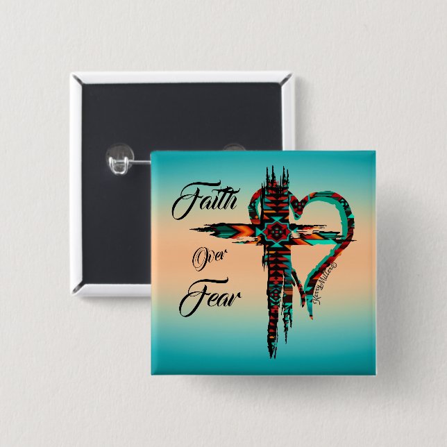 Bóton Quadrado 5.08cm Botão Cruz Sudoeste (Frente & Verso)