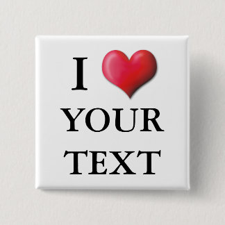 Bóton Quadrado 5.08cm Botão customizável 0002 do coração de I