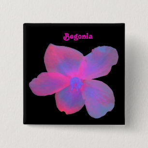 Bóton Quadrado 5.08cm Botão customizável da begónia fluorescente
