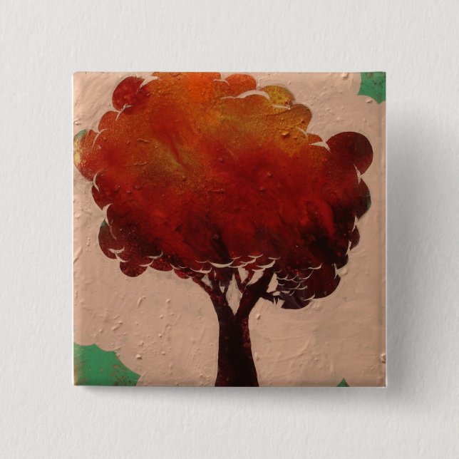 Bóton Quadrado 5.08cm botão da árvore (Frente)