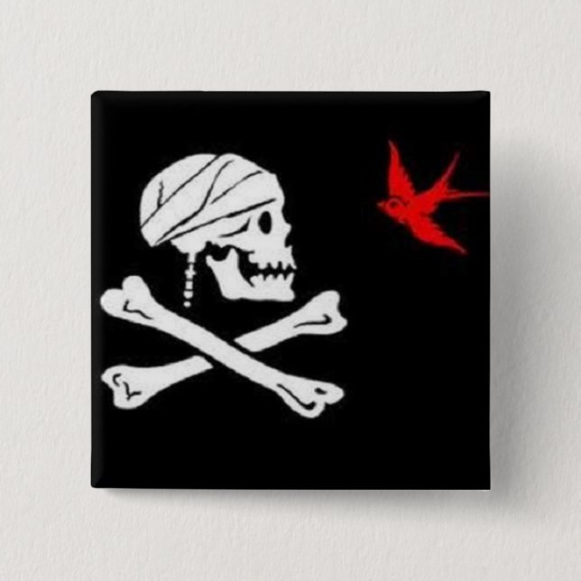 Bóton Quadrado 5.08cm Botão da bandeira de pirata de Jack Sparrow (Frente)