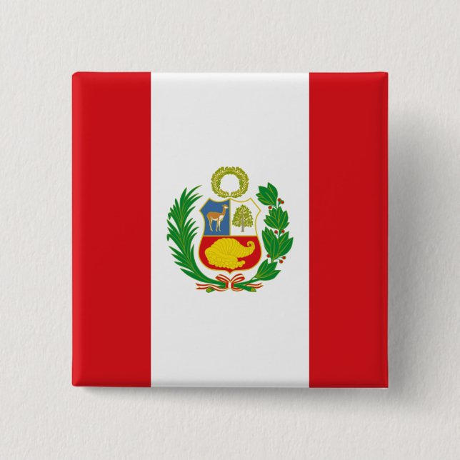 Bóton Quadrado 5.08cm Botão da bandeira do estado de Peru (Frente)