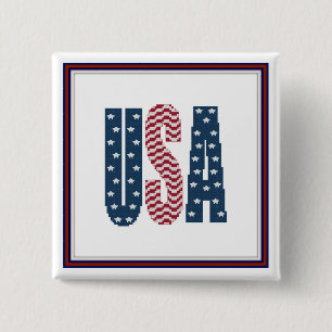 Bóton Quadrado 5.08cm Botão da bandeira dos Estados Unidos dos EUA