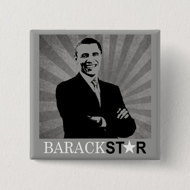Bóton Quadrado 5.08cm Botão da campanha de Obama 2012 - estrela de (Frente)