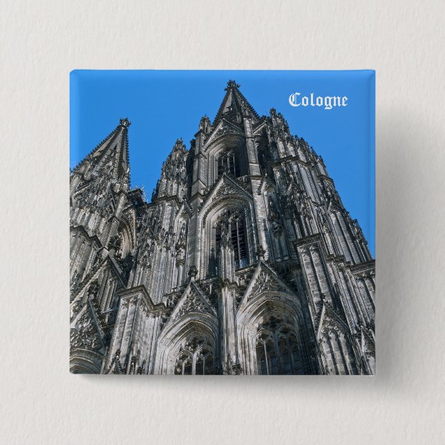 Bóton Quadrado 5.08cm Botão da Catedral de Colônia (Frente)