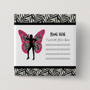 Bóton Quadrado 5.08cm Botão da coleção de impressão da zebra