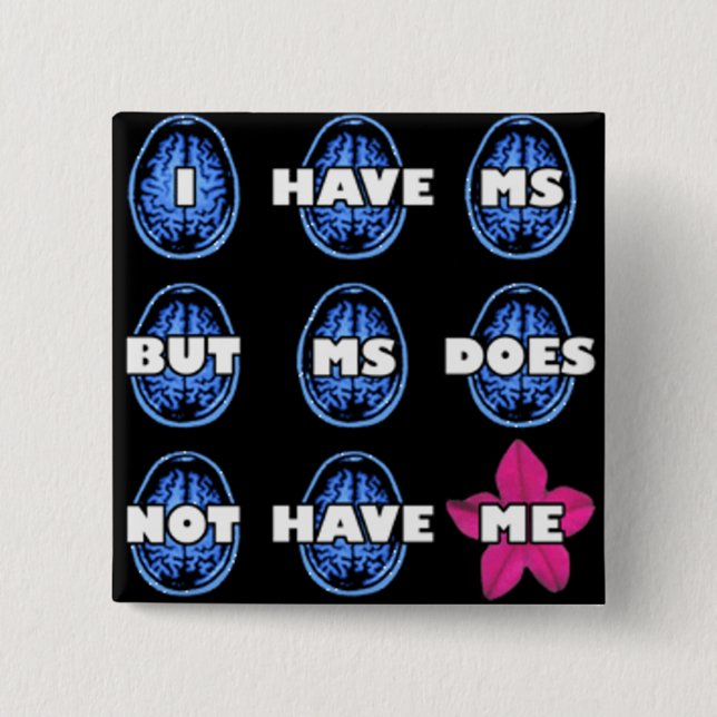 Bóton Quadrado 5.08cm Botão da consciência da esclerose múltipla (Frente)