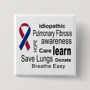 Bóton Quadrado 5.08cm Botão da consciência da fibrose pulmonaa