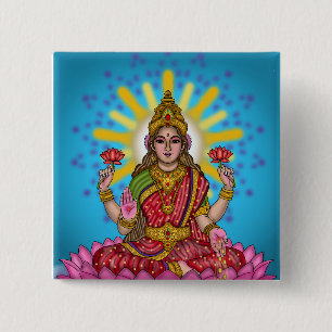 Bóton Quadrado 5.08cm Botão da Deusa Lakshmi