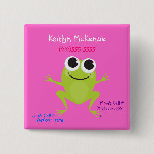 Bóton Quadrado 5.08cm Botão da identificação do sapo