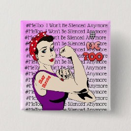 Bóton Quadrado 5.08cm Botão da mulher do guerreiro do #MeToo