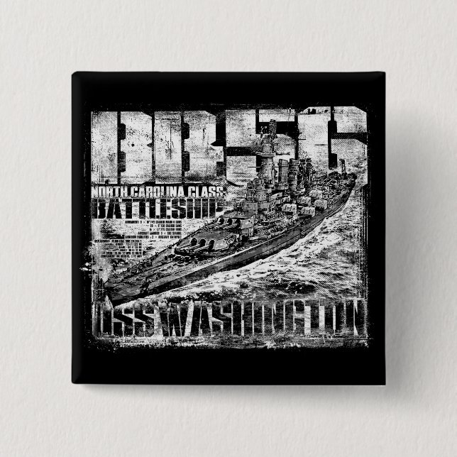 Bóton Quadrado 5.08cm Botão da Praça Washington (Frente)
