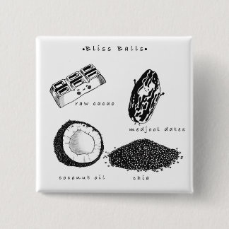 Bóton Quadrado 5.08cm Botão da receita das bolas da felicidade do Vegan