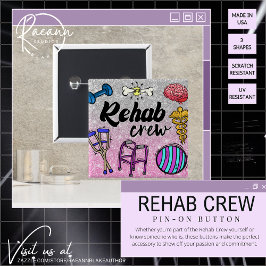 Bóton Quadrado 5.08cm Botão da Rehab Crew