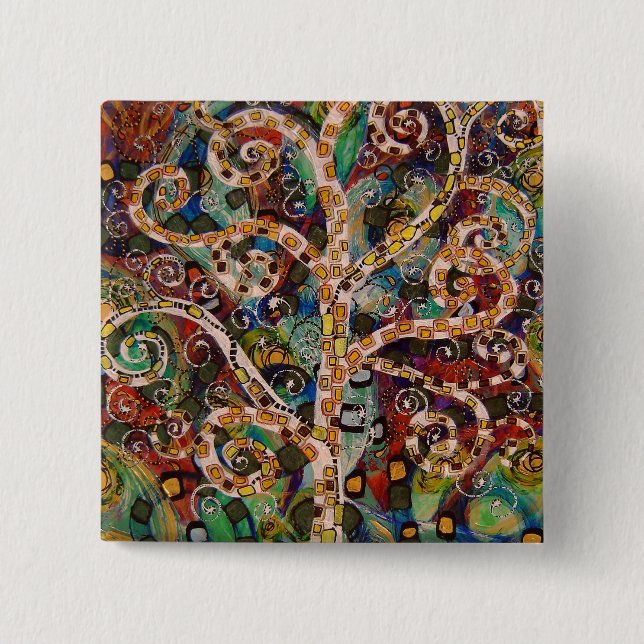 Bóton Quadrado 5.08cm botão da renovação (pintura) (Frente)