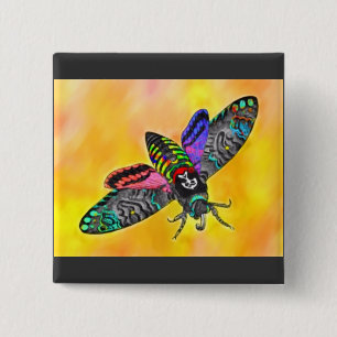 Bóton Quadrado 5.08cm Botão da traça do gótico