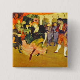 Bóton Quadrado 5.08cm Botão: Dançando o bolero: Toulouse-Lautrec