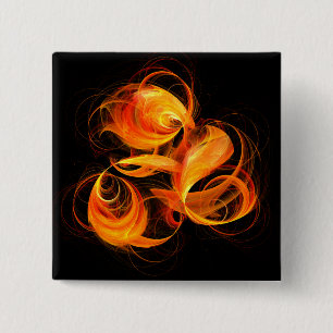 Bóton Quadrado 5.08cm Botão de Abstrato de Arte do Fireball (quadrado)