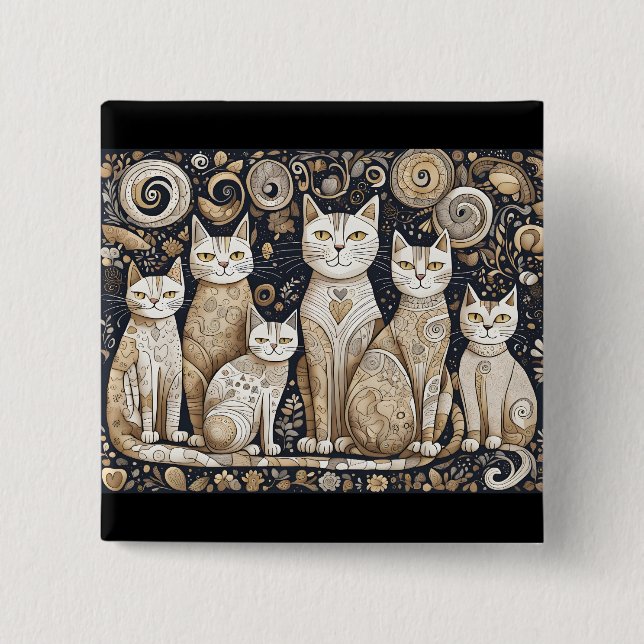 Bóton Quadrado 5.08cm botão de acalmar gatos (Frente)
