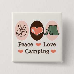 Bóton Quadrado 5.08cm Botão de acampamento do amor da paz