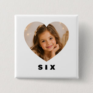 Bóton Quadrado 5.08cm Botão de Alfinete Personalizado Menina 6 Anos