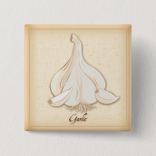 Bóton Quadrado 5.08cm Botão de alho (Frente)