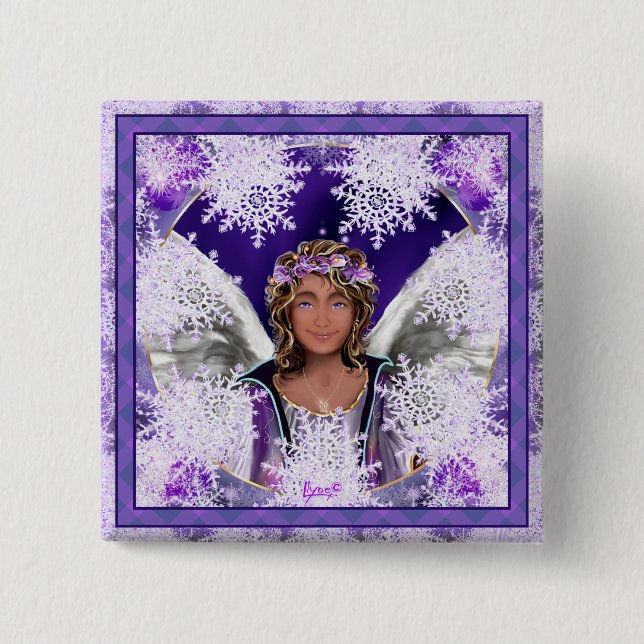 Bóton Quadrado 5.08cm Botão de Alma Roxo (Frente)