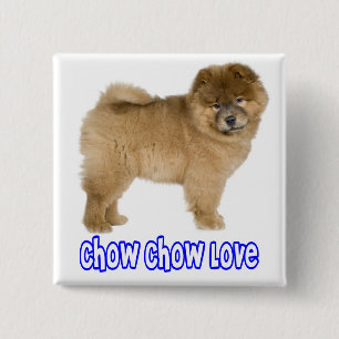Bóton Quadrado 5.08cm Botão de Amor ao Cachorro Chow Chow