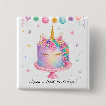 Botão de Aniversário de Unicórnio