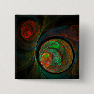 Bóton Quadrado 5.08cm Botão de Arte Abstrato Verde de Renascimento (quad