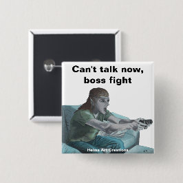 Bóton Quadrado 5.08cm Botão de Arte Elf Video Gamer Boss Fight Fantasy
