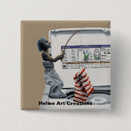 Bóton Quadrado 5.08cm Botão de Arte Fantasia da Pesca Criminal Sock