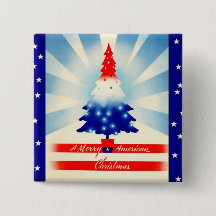 Botão de Árvore Patriótica de Natal Americano feli