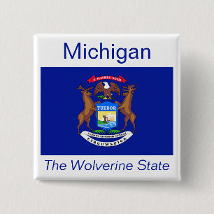 Bóton Quadrado 5.08cm Botão de bandeira de Michigan