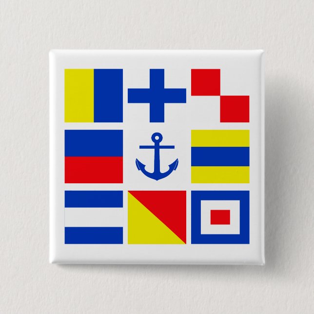 Bóton Quadrado 5.08cm Botão de bandeira marítima (Frente)