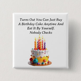 Bóton Quadrado 5.08cm Botão de Bolo de Aniversário