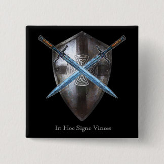 Bóton Quadrado 5.08cm Botão de brasão - em Signo hoc Vinces