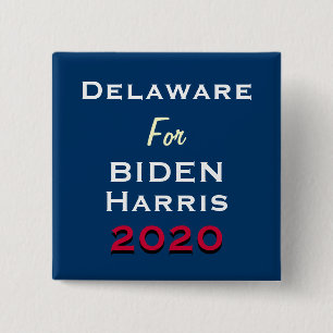 Bóton Quadrado 5.08cm Botão de campanha DELAWARE PARA BIDEN HARRIS 2020