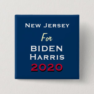 Bóton Quadrado 5.08cm Botão de campanha NEW JERSEY for BIDEN HARRIS 202
