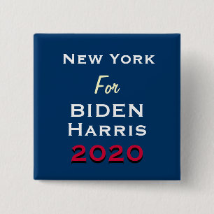 Bóton Quadrado 5.08cm Botão de campanha New York For BIDEN HARRIS 2020