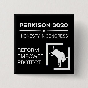 Bóton Quadrado 5.08cm Botão de campanha para o Perkison 2020